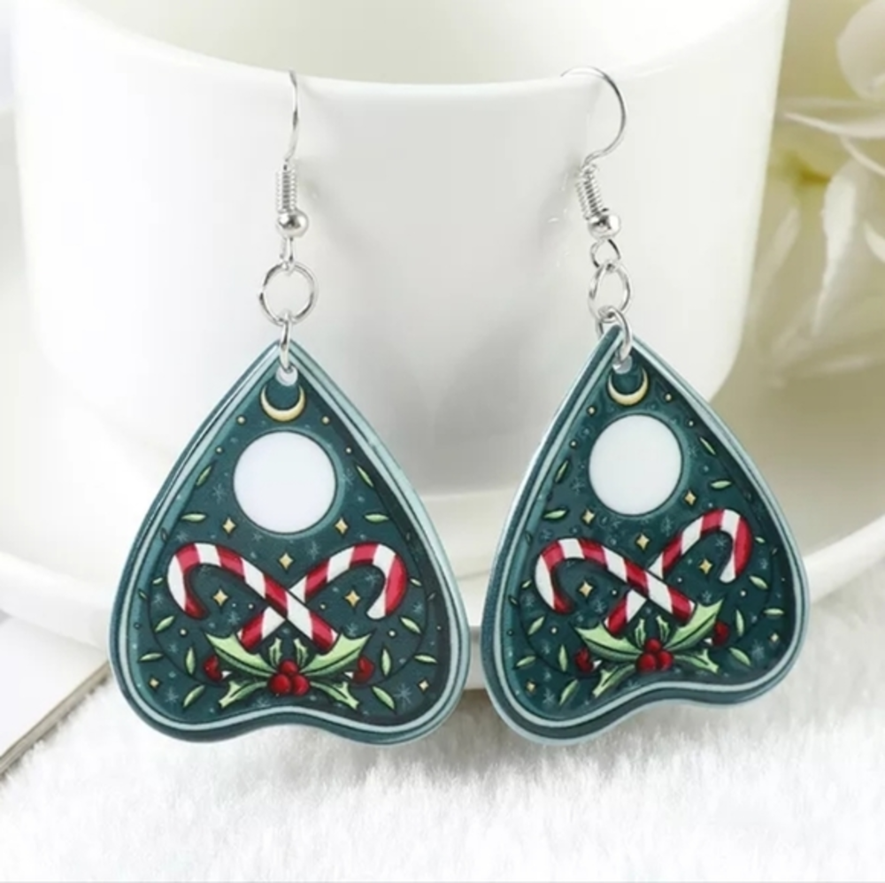 Ouija‎ Planchette Halloween Christmas Earrings
